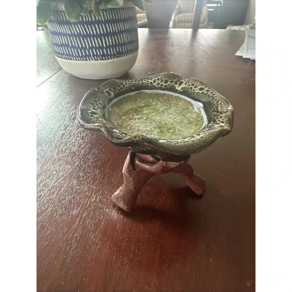 Cobra Carved Wood‎ Tripod Stands Set 2 Shell Smudge Bowl Crystal Ball 4